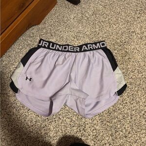 Under Armour Women's Light Gray and Black Athletic Shorts